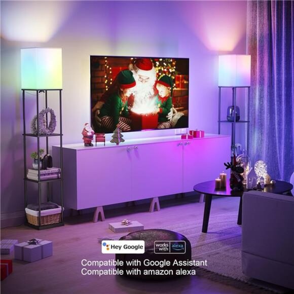 SUNMORY Floor Lamp with Shelves, Smart APP Control Standing Lamp with RGB Bulb - Picture 3 of 8
